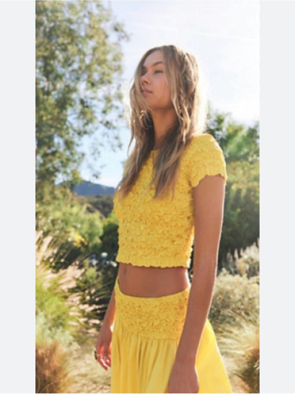 Free people Yellow Women’s Two-Piece Crop Top & Full Skirt- The Carino Set - Picture 3 of 8